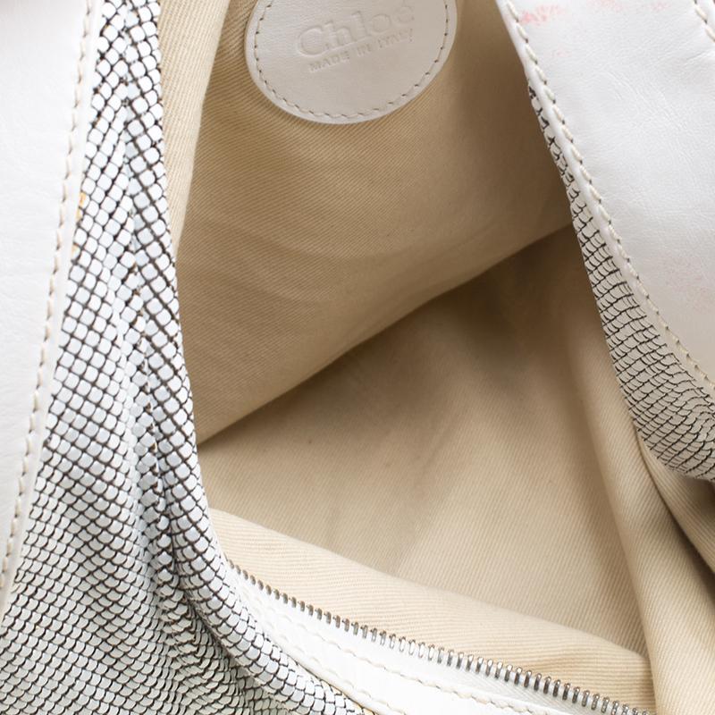 Chloe White Metal and Leather Mesh Hobo 2
