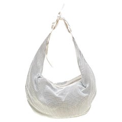 Chloe Weißes Metall und Leder Mesh Hobo