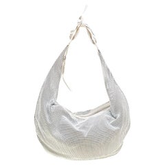 Chloe White Metal and Leather Mesh Hobo