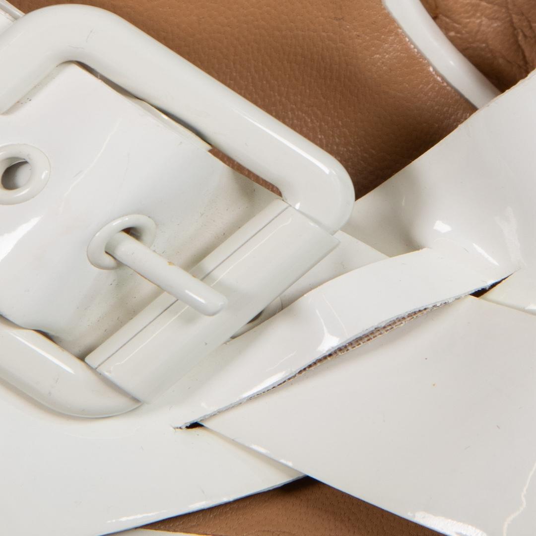Women's Chloé White Patent Buckle Detail Wedges Size IT 35 For Sale