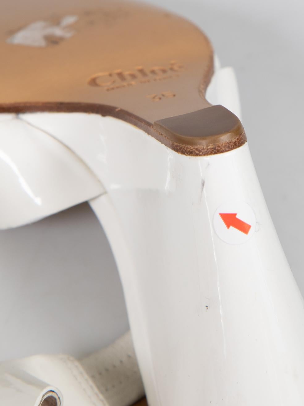 Chloé White Patent Buckle Detail Wedges Size IT 35 For Sale 3