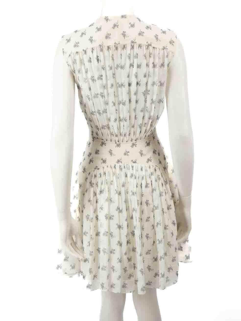 Chloé White Silk Floral Print Dress Size XS In Excellent Condition For Sale In London, GB