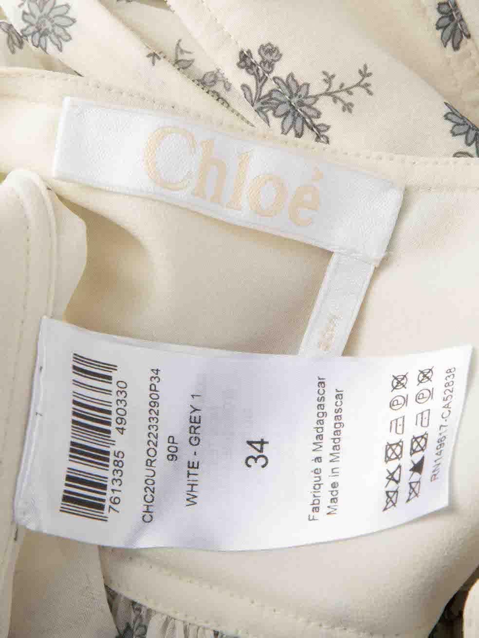 Chloé Weißes Seidenkleid mit Blumendruck Größe XS im Angebot 2