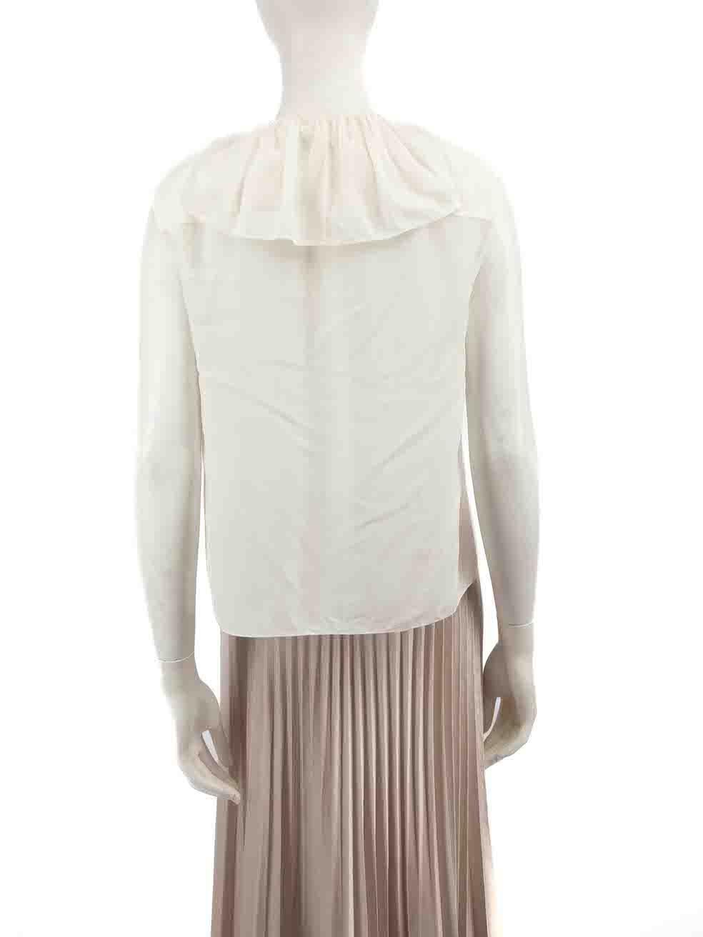 Chloé White Silk Tassel Ruffled Top Size L In Good Condition For Sale In London, GB