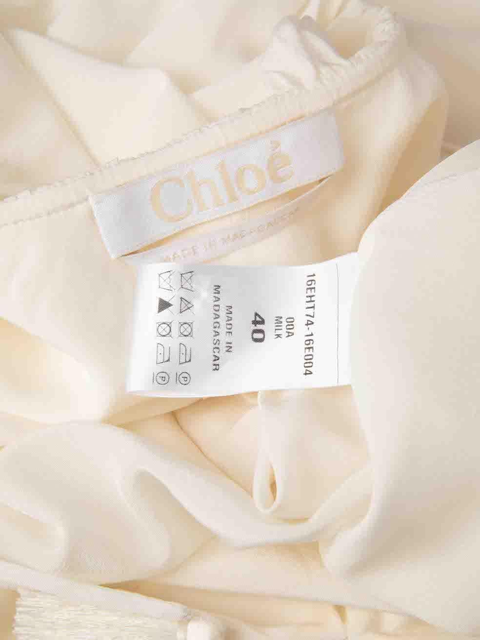 Women's Chloé White Silk Tassel Ruffled Top Size L For Sale