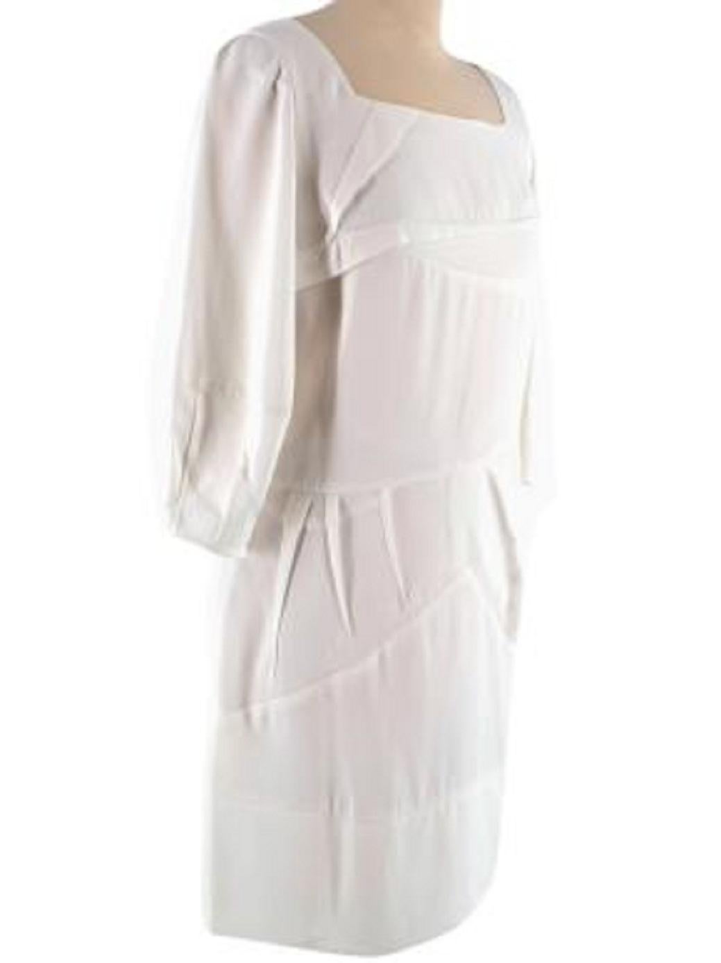 Chloe White Square Neck Silk Mini Dress In Excellent Condition For Sale In London, GB