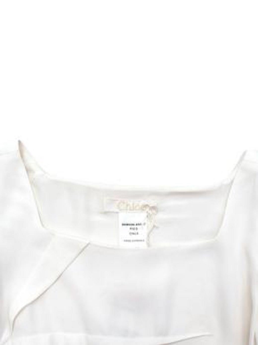 Chloe White Square Neck Silk Mini Dress For Sale 1