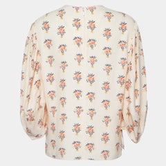 Chloe Wild Pink Printed Crepe Puff Sleeves Top L