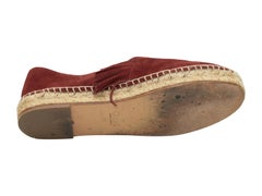Chloe Wine Suede Fringe-Trimmed Espadrille Loafers