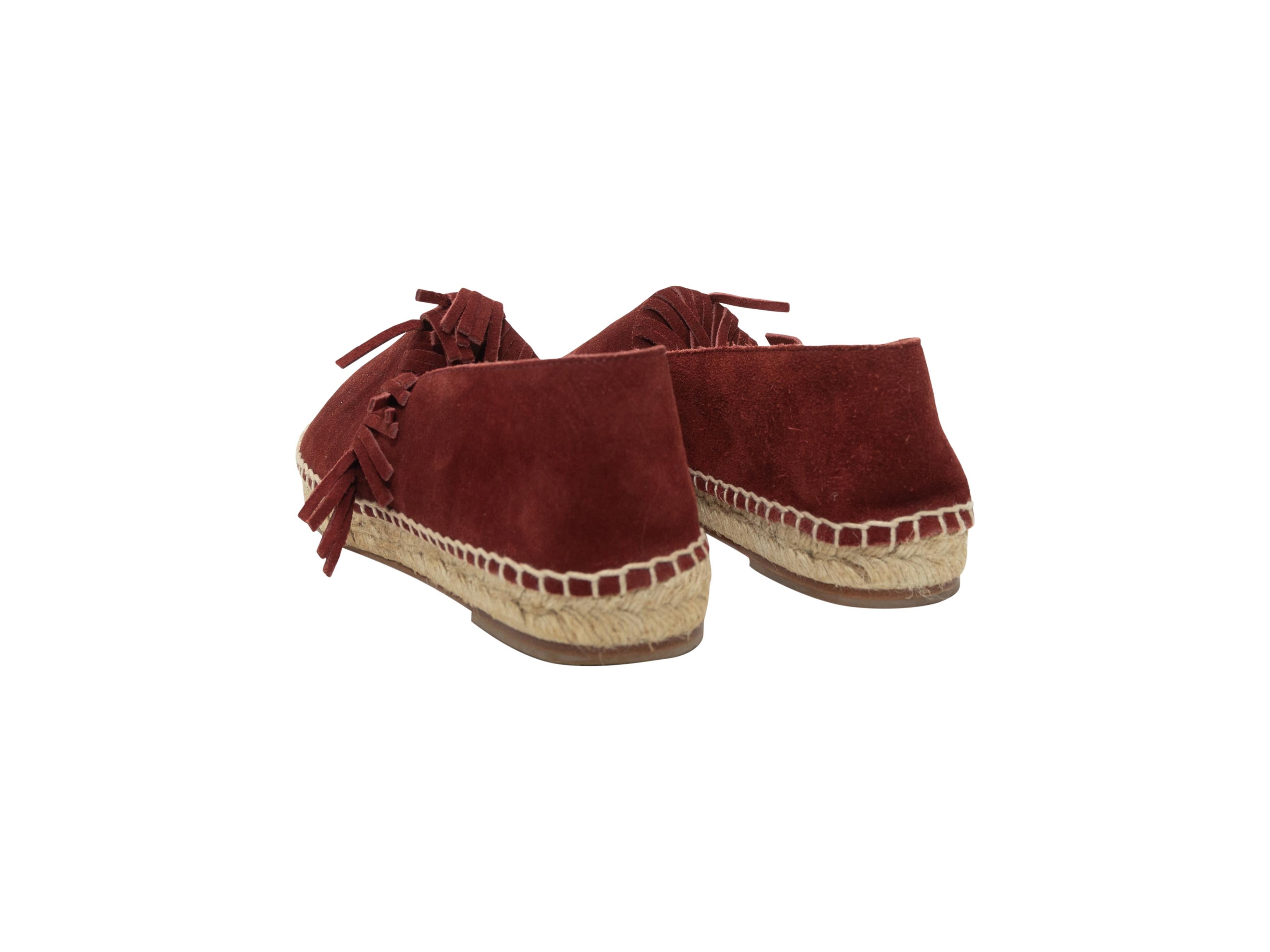 Women's Chloe Wine Suede Fringe-Trimmed Espadrille Loafers