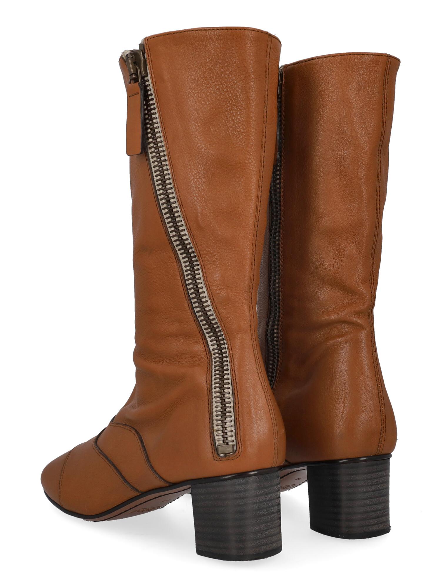Chloé Women Boots Brown Leather EU 38 In Good Condition For Sale In Milan, IT