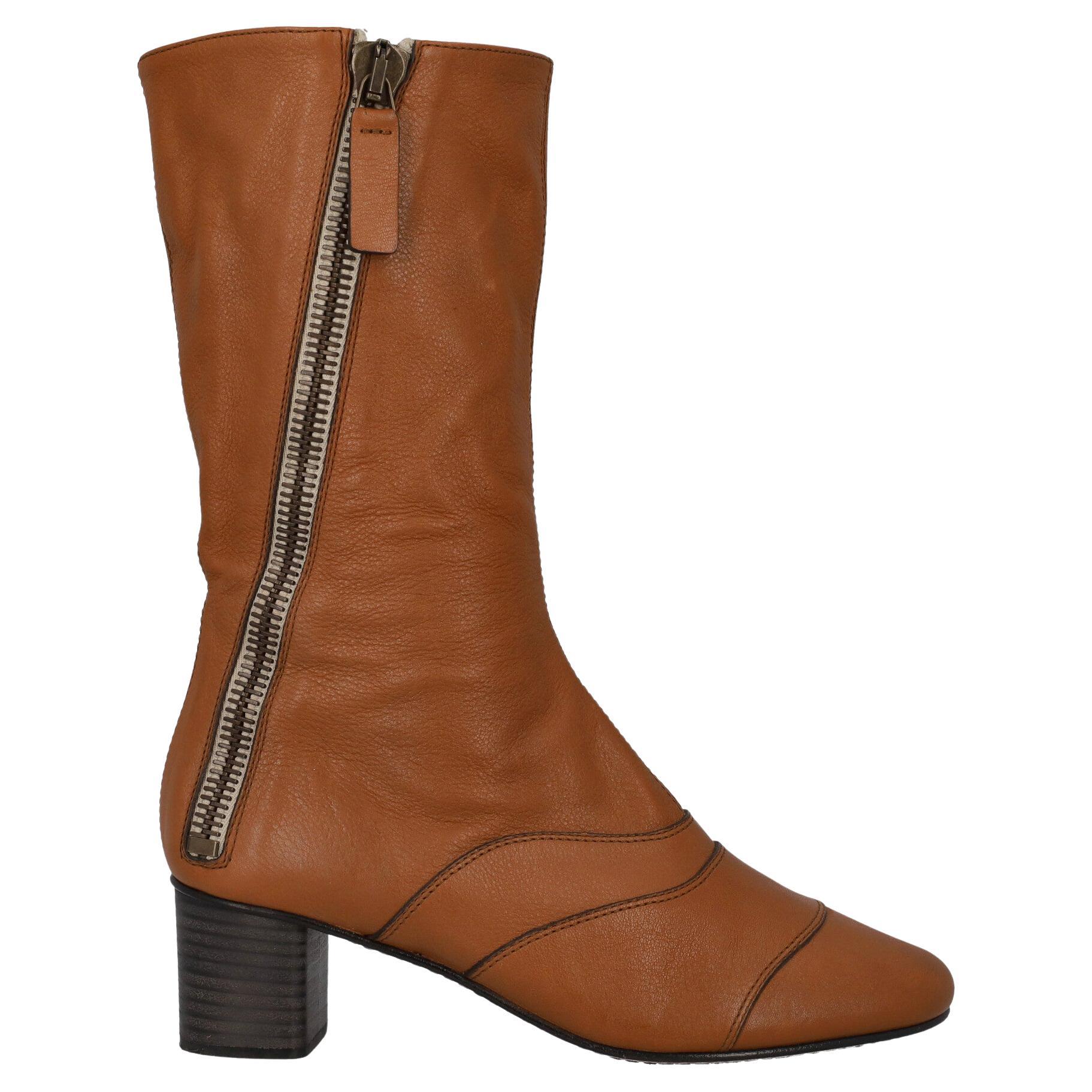 Chloé Women Boots Brown Leather EU 38 For Sale