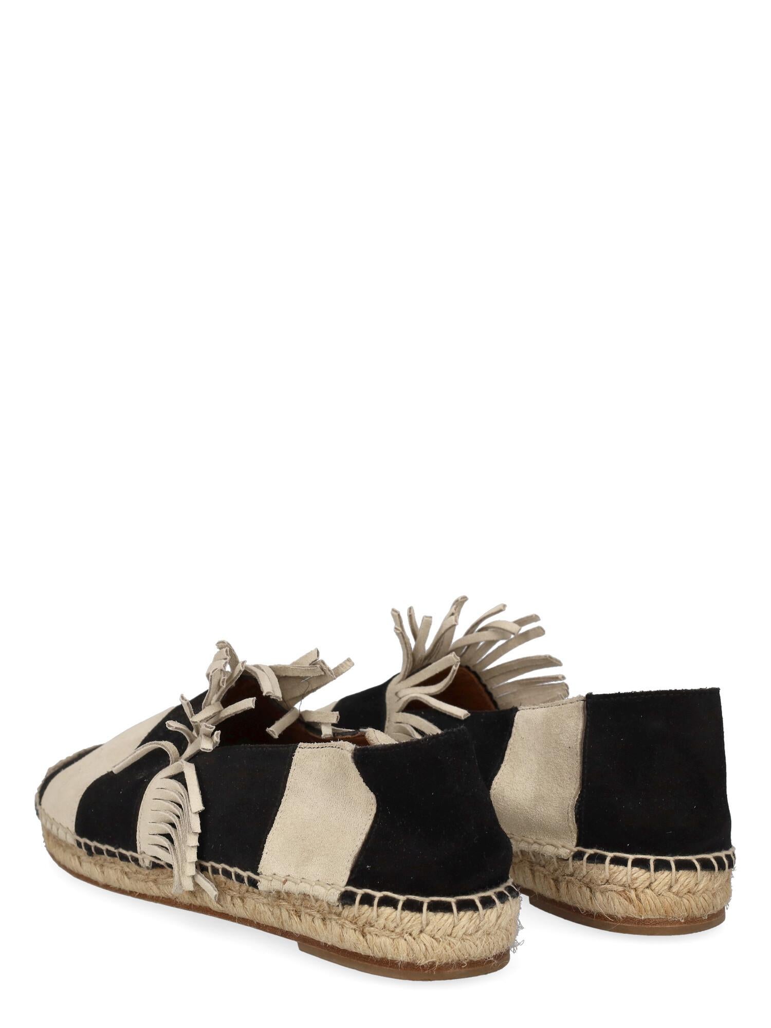 Chloé Women Espadrillas Black, White Leather EU 40 In Good Condition For Sale In Milan, IT