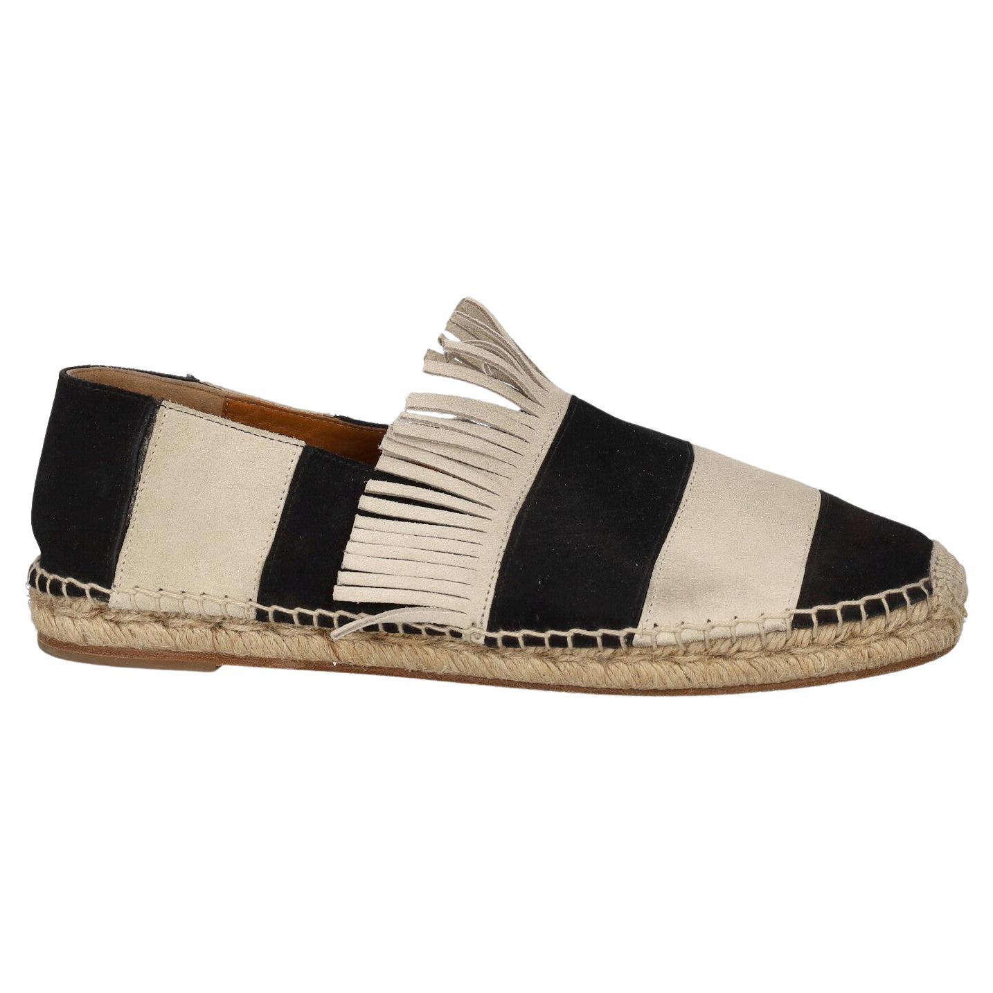 Chloé Women Espadrillas Black, White Leather EU 40 For Sale