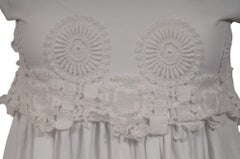 Chloe Women Lace T Shirt Large off white Collection Crotchet Top Ruffle Fringe