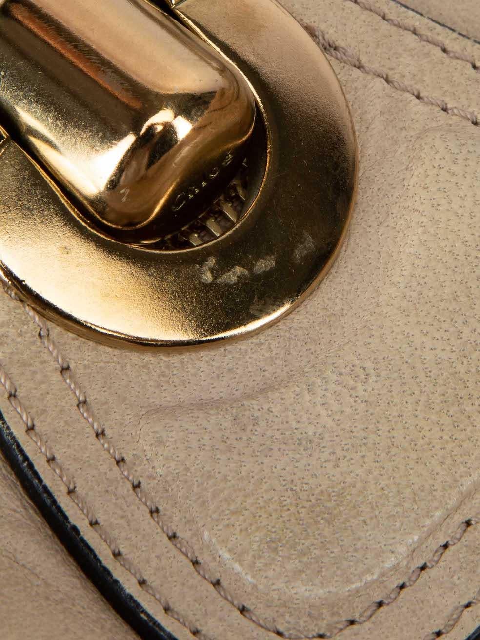 Chloé Women's Beige Leather Heloise Textured Top Handle Bag 6