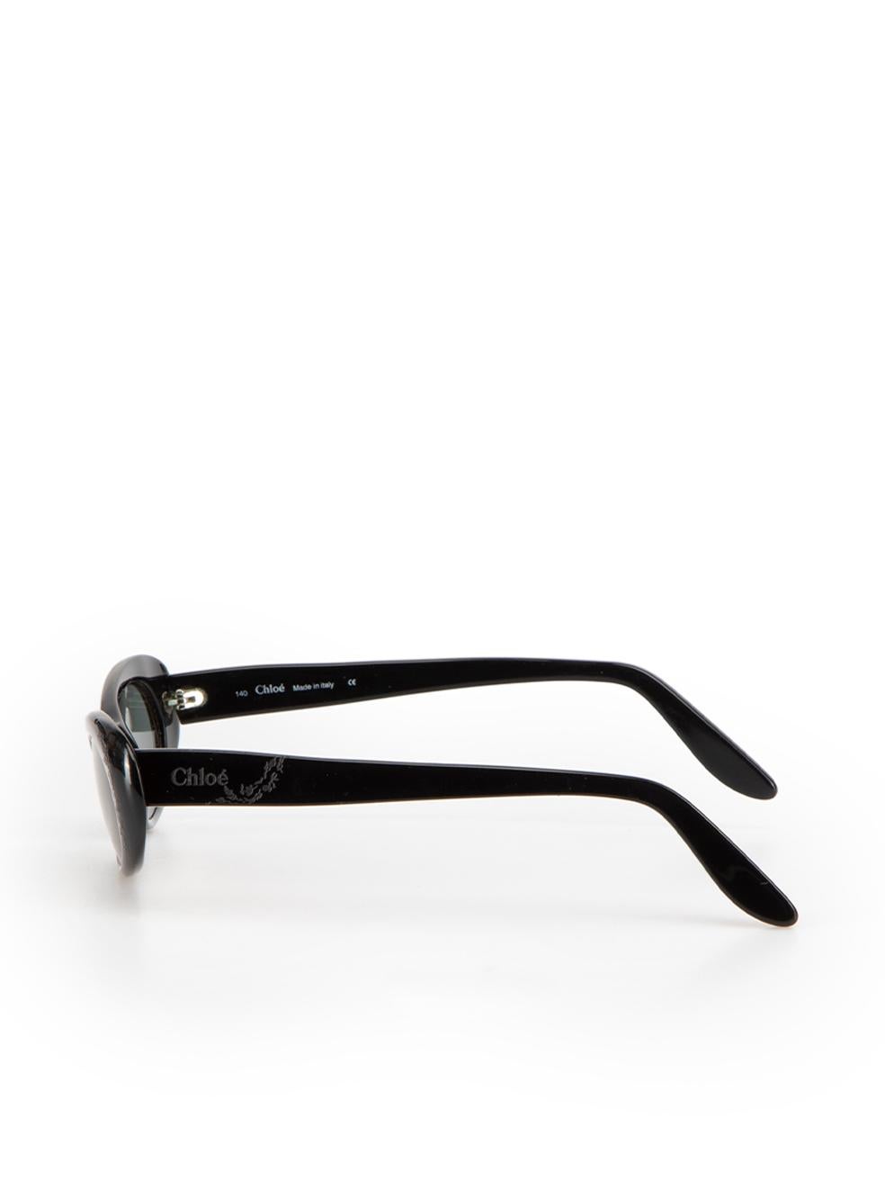 Chloé Women's Black Oval Engraved Detail Sunglasses 1