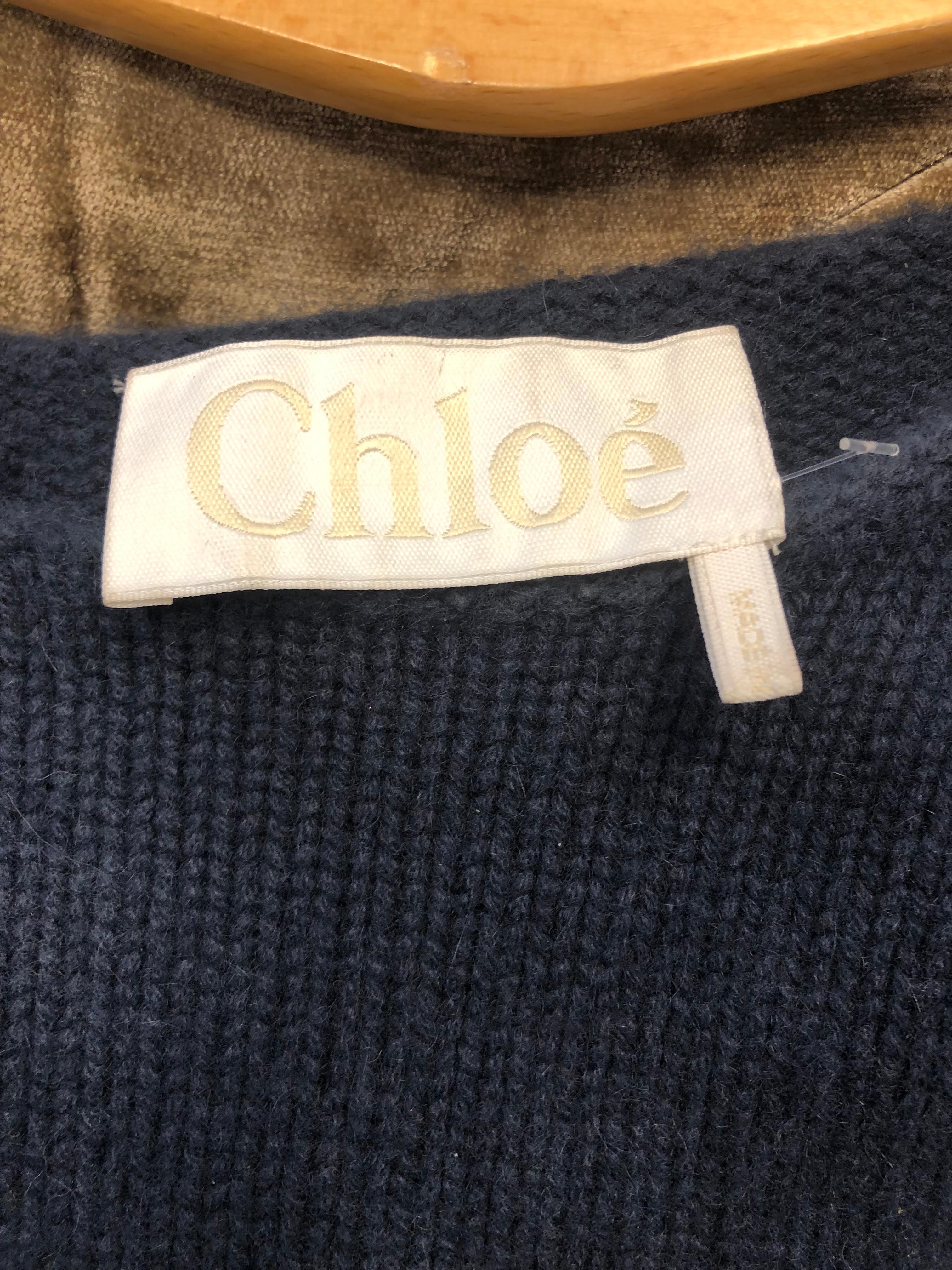 Chloé Damen Pullover mit weiten Ärmeln aus Wolle, blau, Größe M im Angebot 1