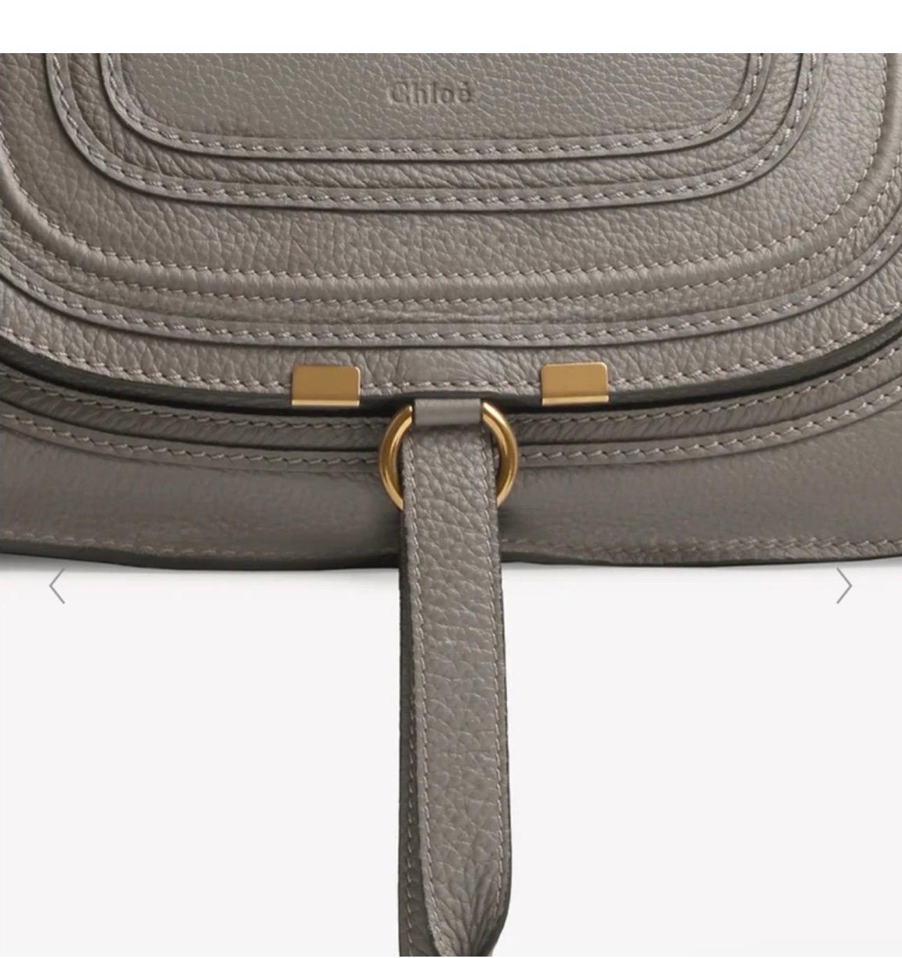 Chloé Women's Gray Marcie Small Double Carry Foldover Tote Bag, Brand New For Sale 11