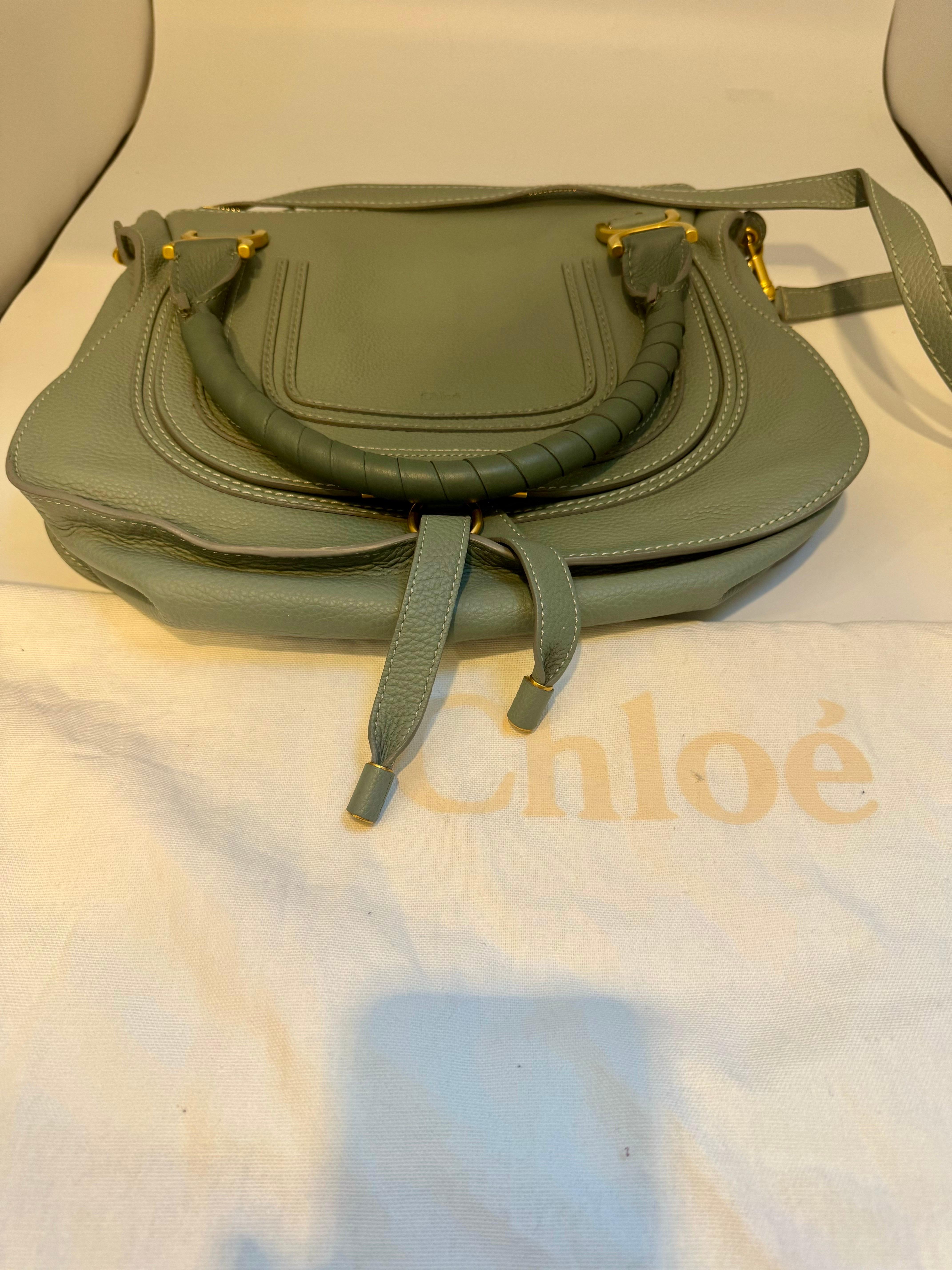 Chloé Women's Gray Marcie Small Double Carry Foldover Tote Bag, Brand New For Sale 1
