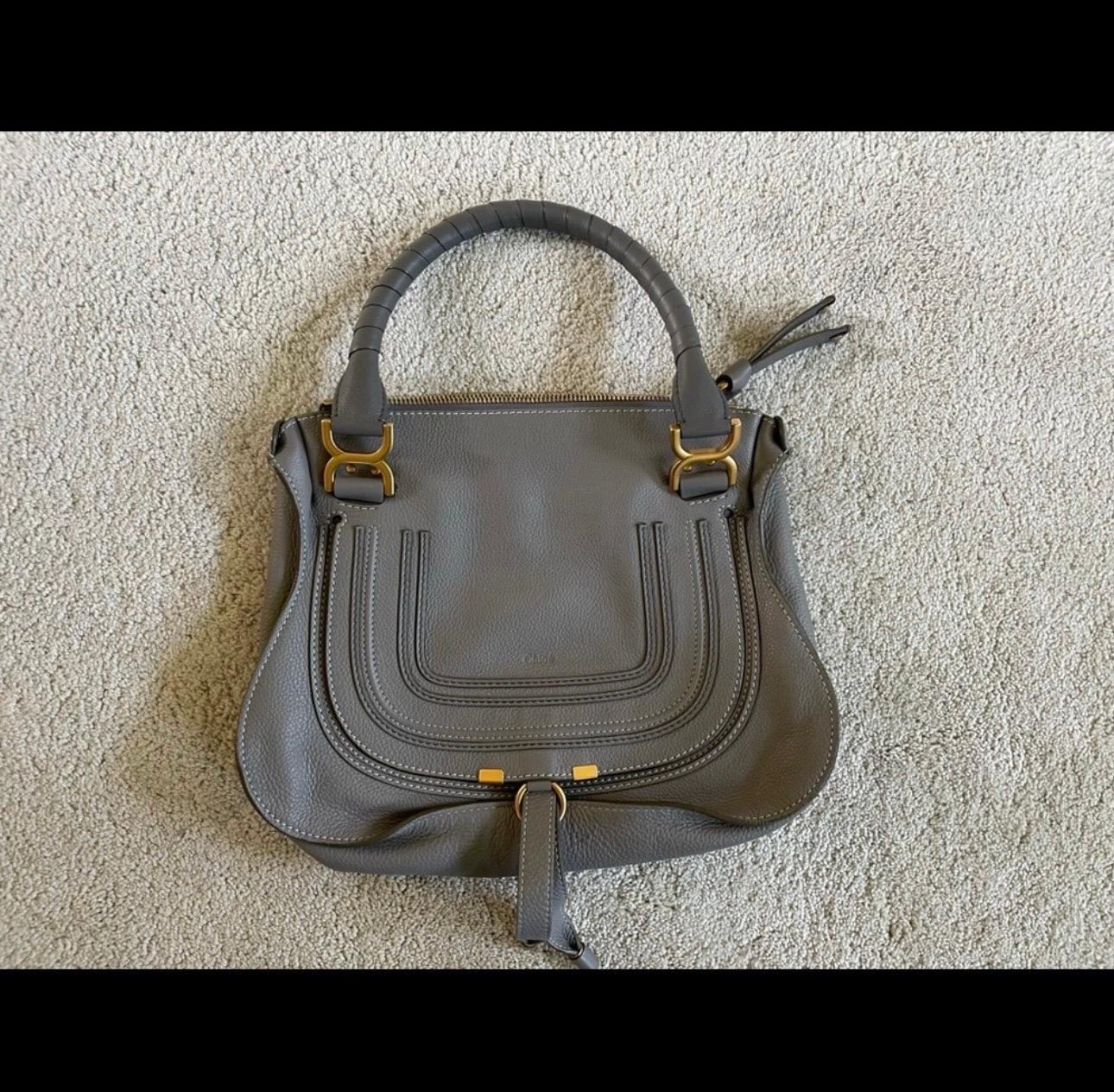 Chloé Women's Gray Marcie Small Double Carry Foldover Tote Bag, Brand New For Sale 4