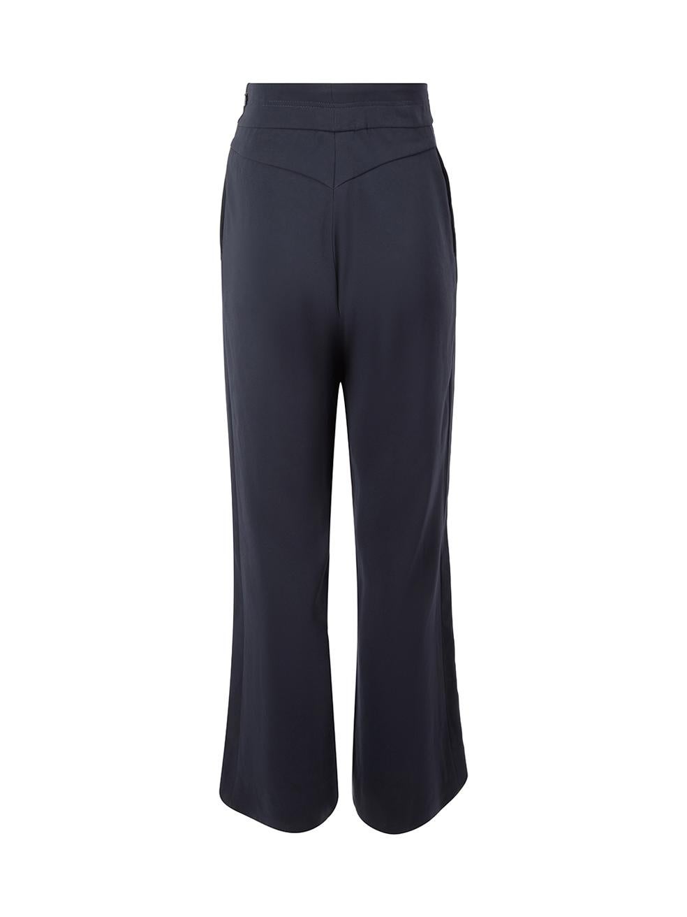 Chloé Women's Navy Button Detail High Waist Trousers In Good Condition In London, GB