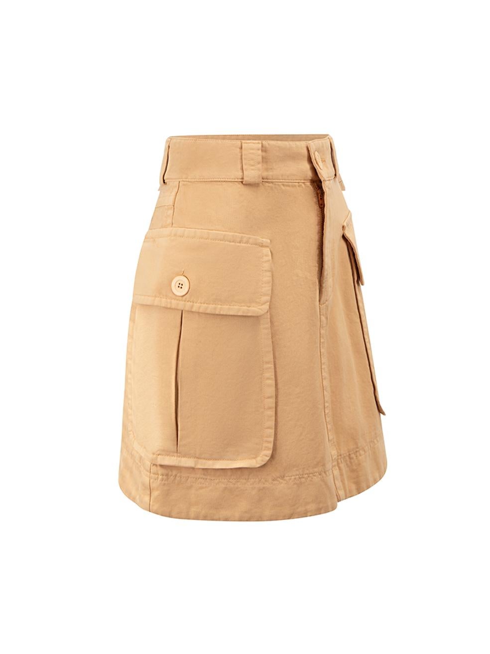 CONDITION is Never worn, with tags. No visible wear to skirt is evident on this new See by Chloé designer resale item.




Details


Beige

Cotton

Mini A-line skirt

Front zip closure with button

Belt hoops

Front side patch pockets with buttoned