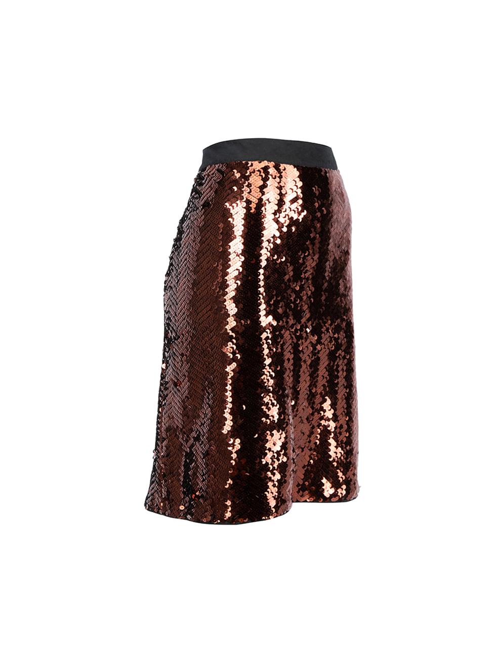 CONDITION is Very good. Hardly any visible wear to skirt is evident. There are few missing sequins on this used See by Chloé designer resale item. 
 
 Details
  Bronze
 Synthetic
 Mini skirt
 Sequinned
 Side zip closure with button
 
 
 Made in