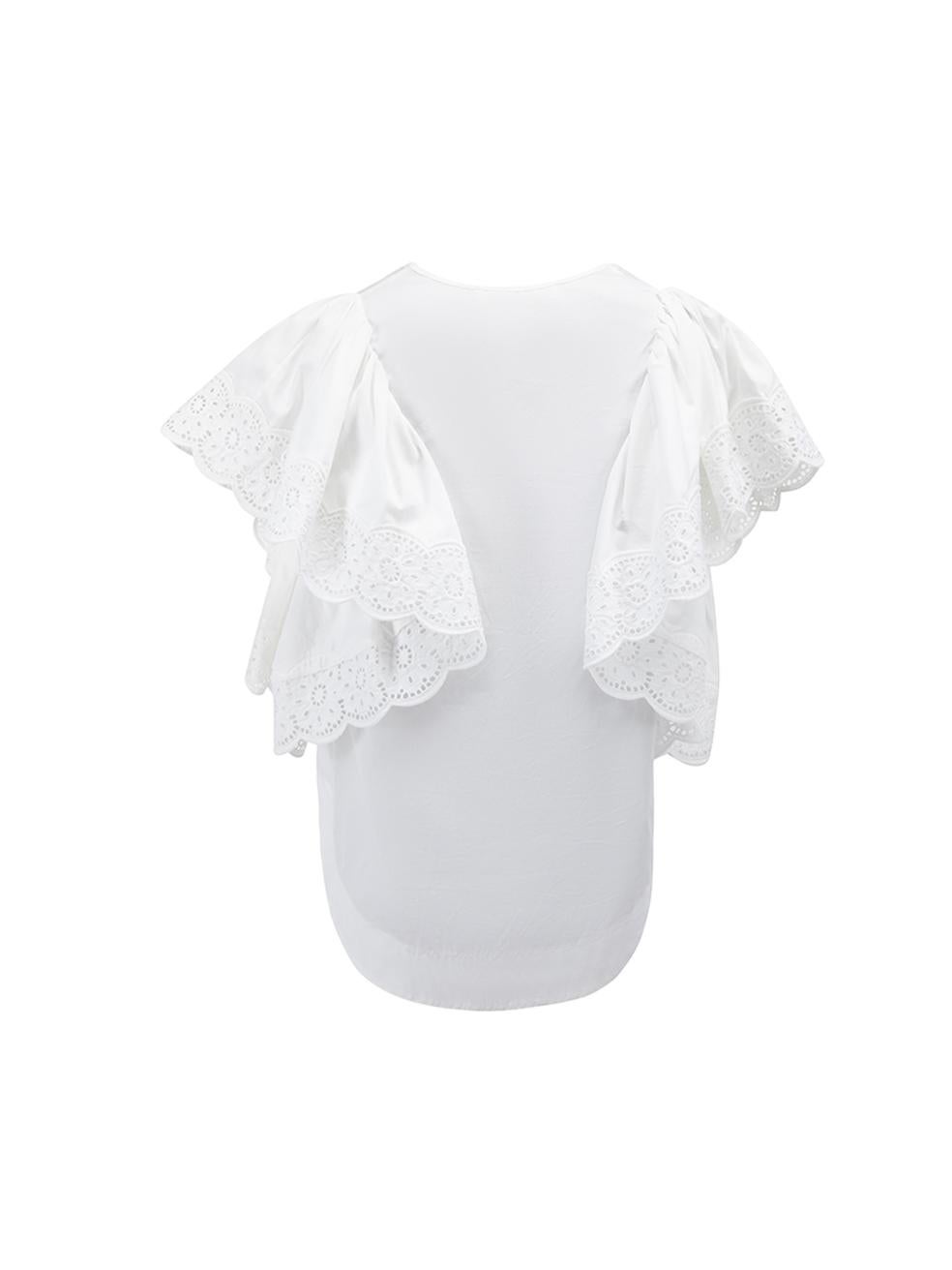 Chloé Women's See By Chloé White Floral Lace Detail Blouse In Good Condition In London, GB