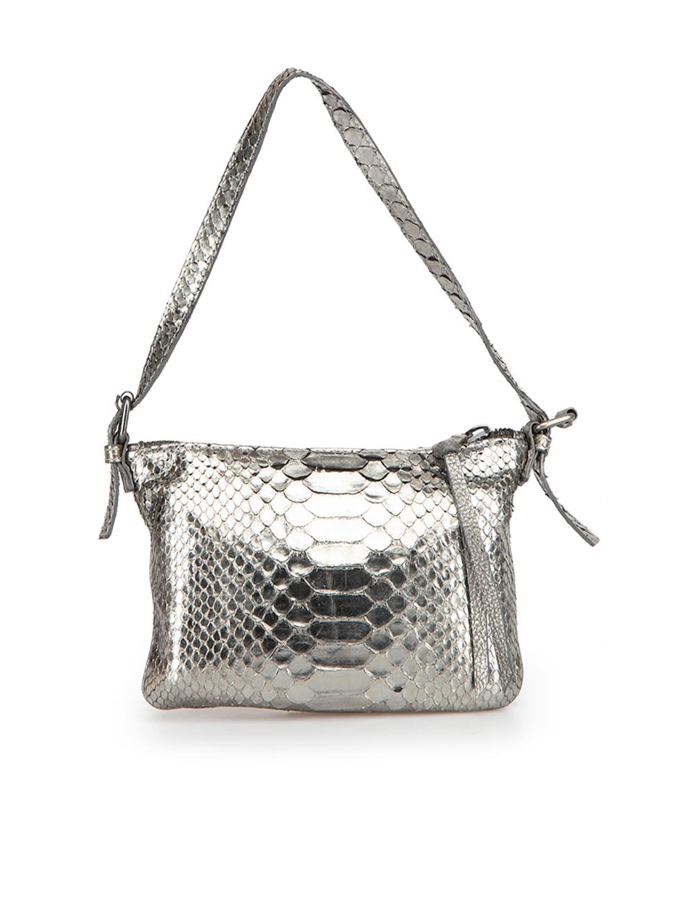 Chloé Women's Vintage Silver Python Leather Shoulder Bag In Good Condition In London, GB