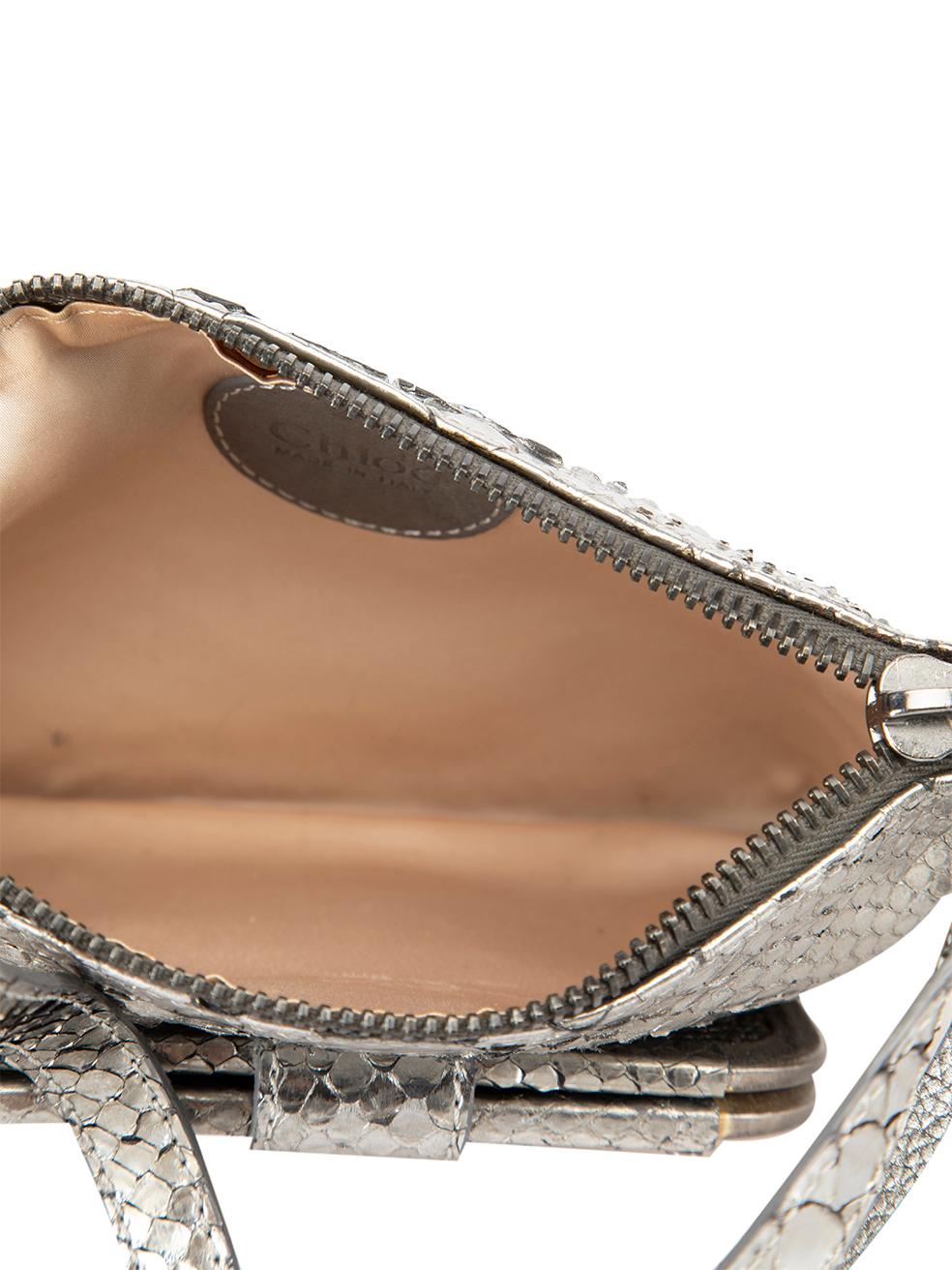 Chloé Women's Vintage Silver Python Leather Shoulder Bag 2
