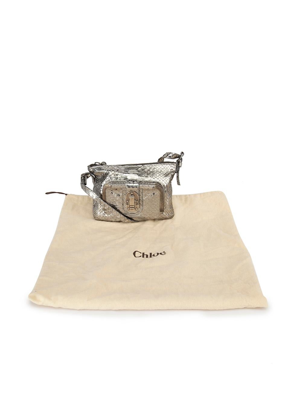 Chloé Women's Vintage Silver Python Leather Shoulder Bag 6