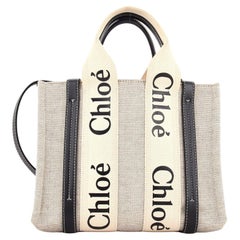 Chloe Woody Convertible Tote Canvas with Leather Small