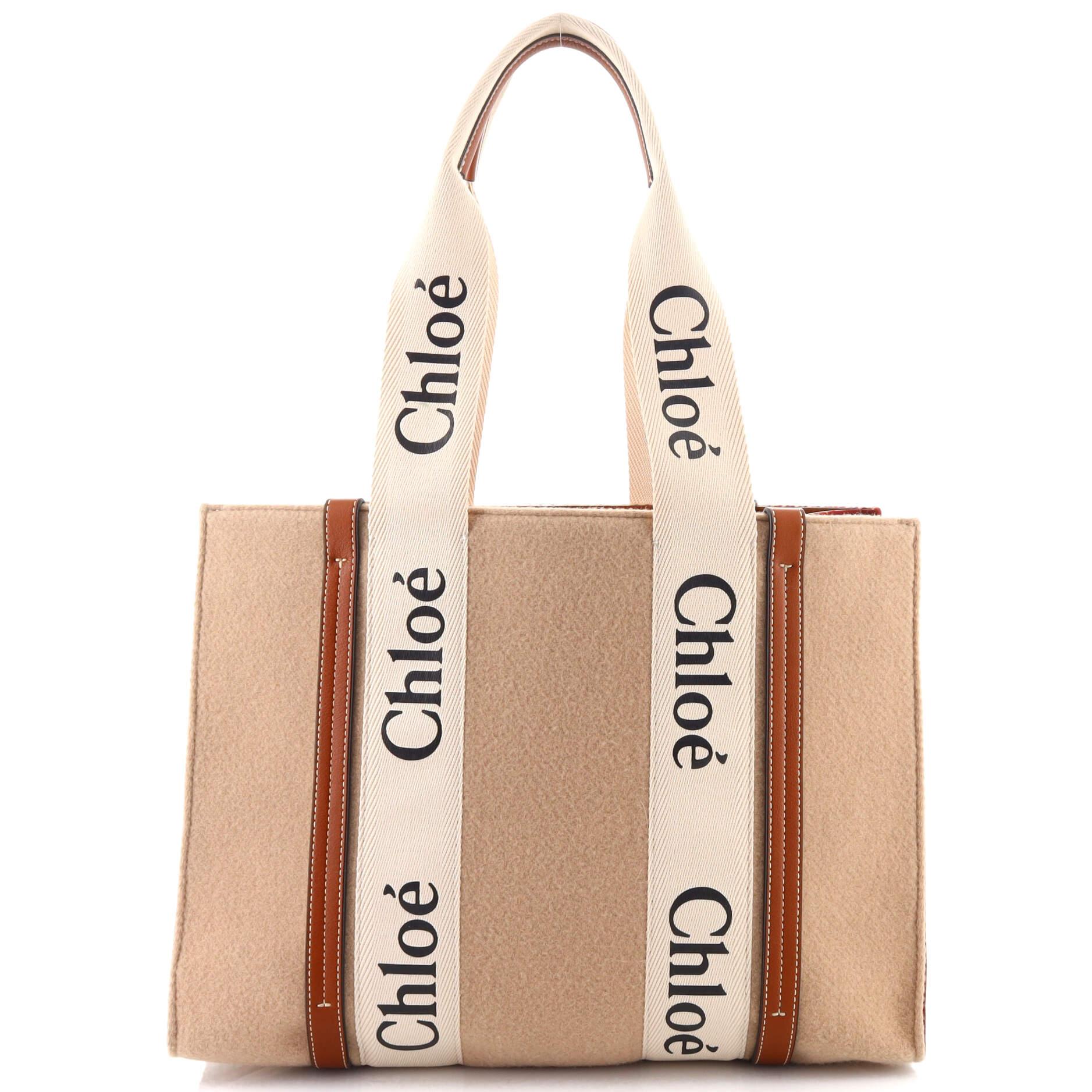 Brown Chloe Woody Tote Recycled Felt with Leather and Canvas Medium