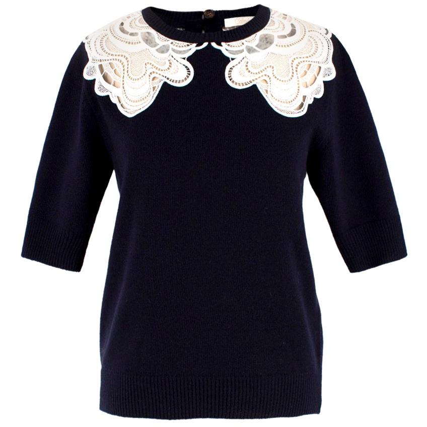 Chloe Wool 
Cashmere-blend Crochet Detail Jumper US 4