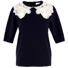 Chloe Wool & Cashmere-blend Crochet Detail Jumper US 4