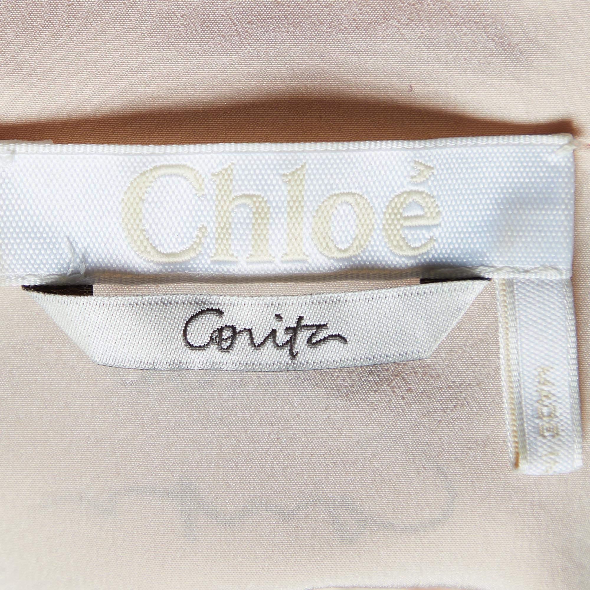 Chloe X Corita Kent Pansy Pink Slogan Print Silk Shirt M 1