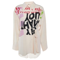 Chloe X Corita Kent Pansy Pink Slogan Print Silk Shirt M
