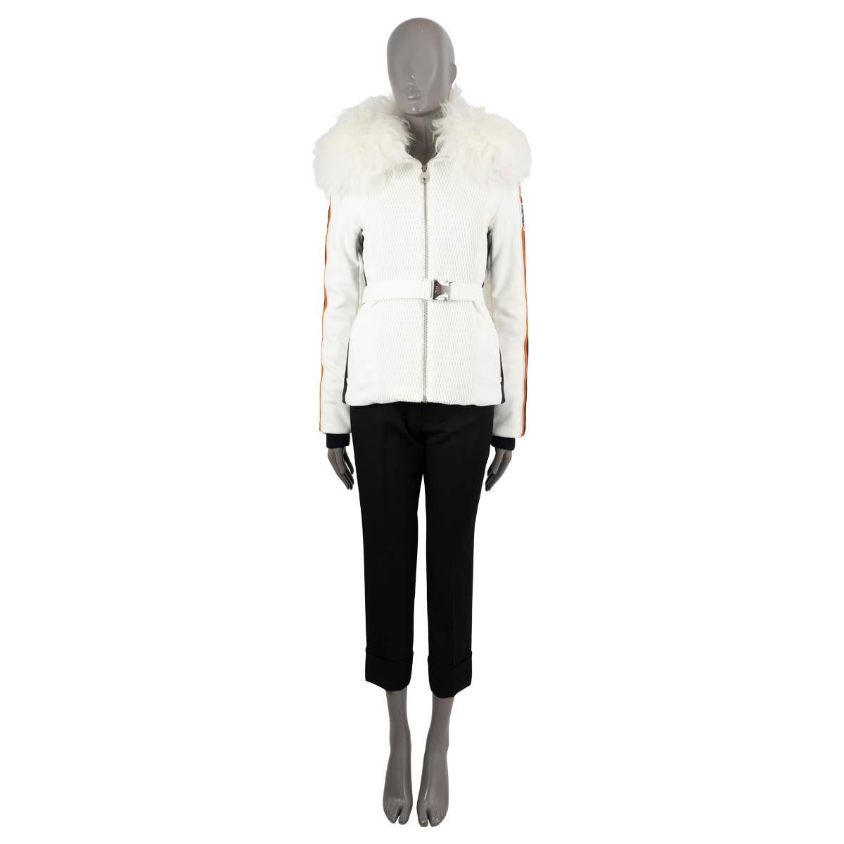 100% authentic Chloé x Fusalp belted and fitted ski jacket in white technical outerwear material made of polyester (76%), polyurethane (4%). Secondary material: Polyamide (45%), polyester (42%) and elastane (13%). Lined in salmon and white polyester