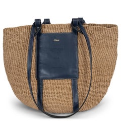 CHLOE x MIFUKO natural & blue raffia 2022 LARGE BASKET Tote Bag