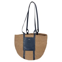 CHLOE x MIFUKO natural & blue raffia 2022 LARGE BASKET Tote Bag