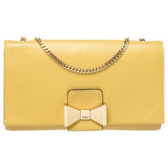 Chloe Yellow Leather Bow Detail Chain Shoulder Bag