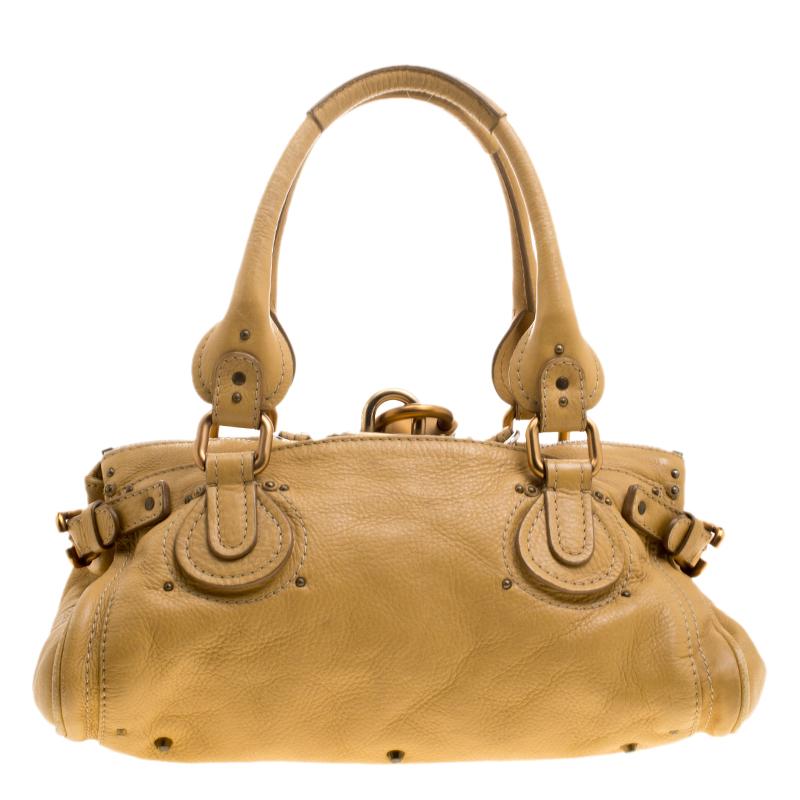 Chloe Yellow Leather Medium Paddington Satchel im Zustand „Gut“ in Dubai, Al Qouz 2