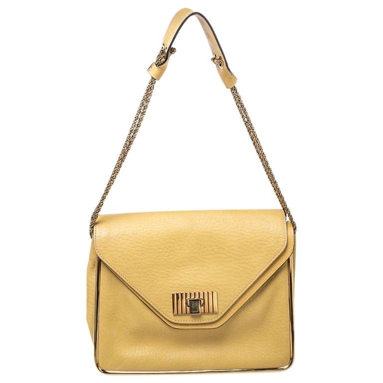 Chloe Yellow Leather Medium Sally Shoulder Bag