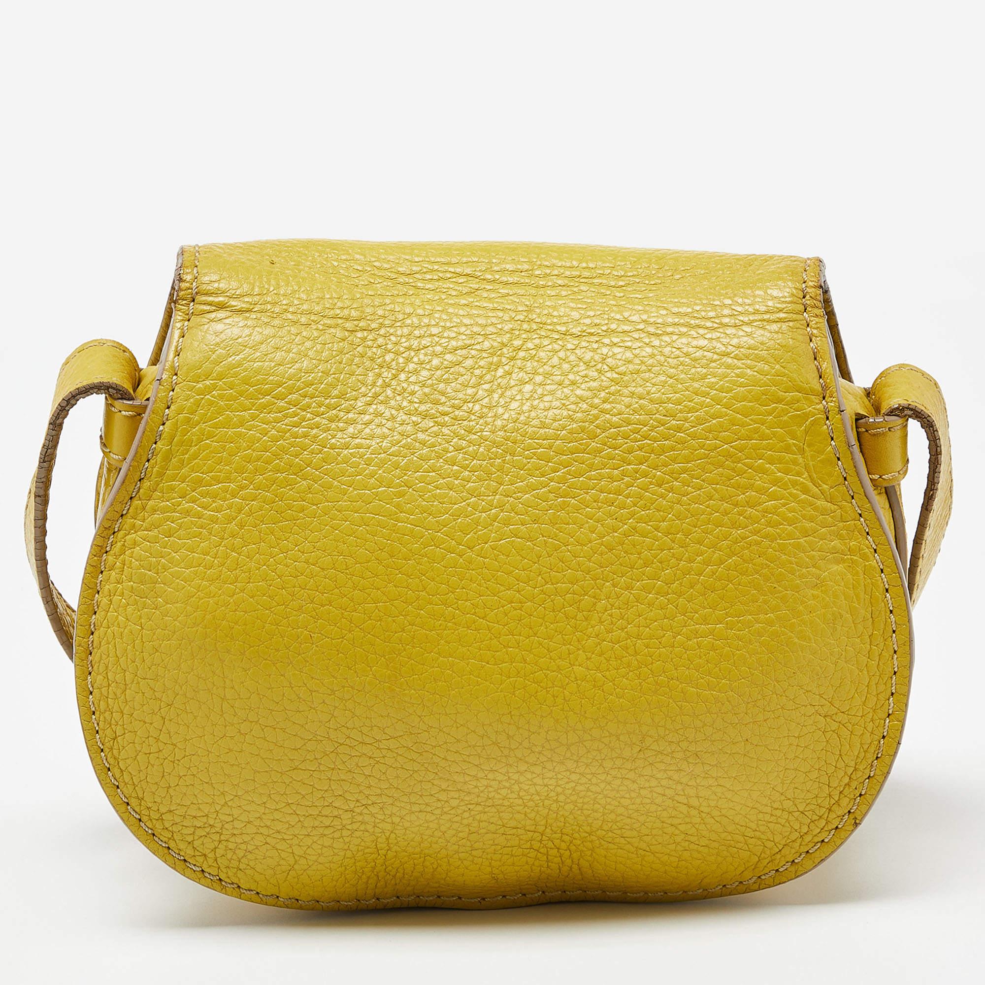 Chloe Yellow Leather Small Marcie Crossbody Bag For Sale 7