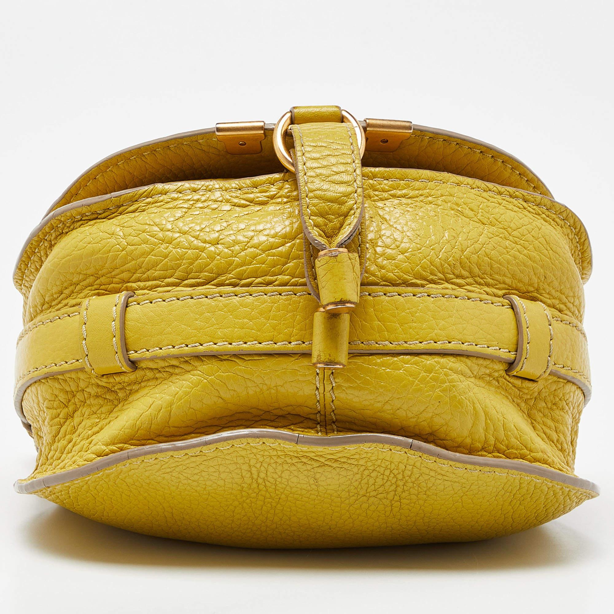 Chloe Yellow Leather Small Marcie Crossbody Bag For Sale 8