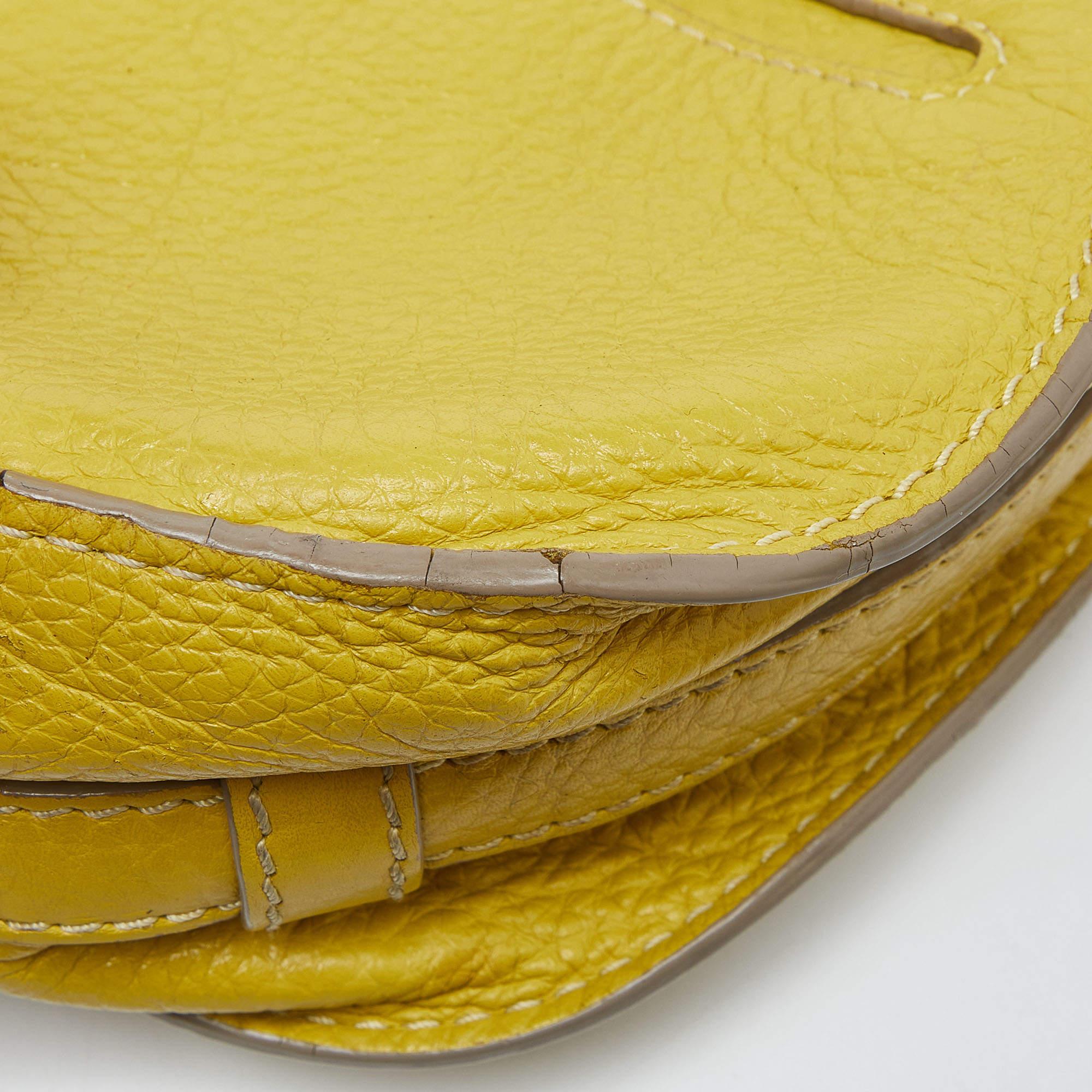 Chloe Yellow Leather Small Marcie Crossbody Bag For Sale 10