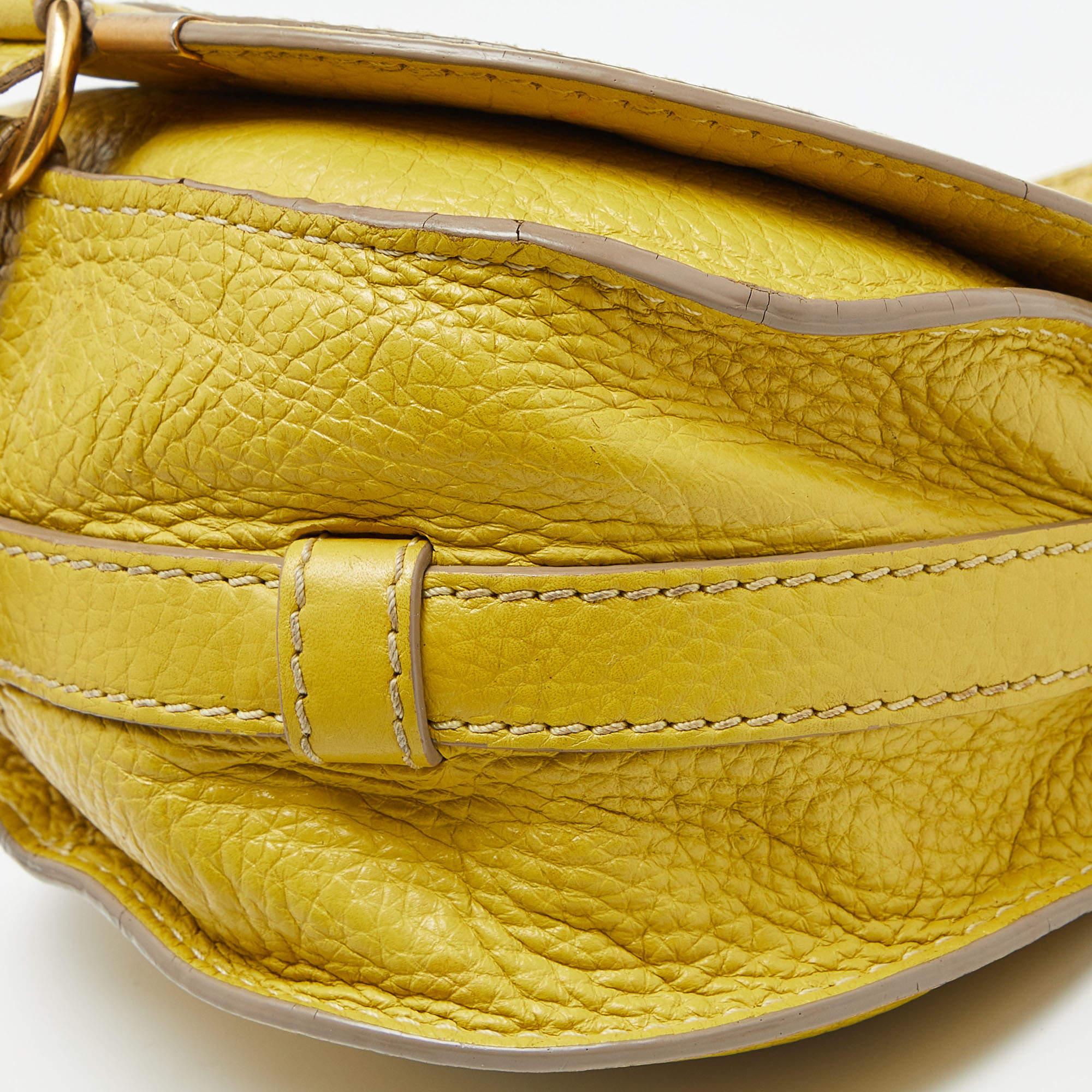 Chloe Yellow Leather Small Marcie Crossbody Bag For Sale 2