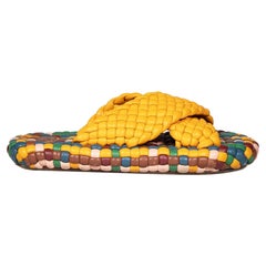 Chloé Yellow Leather Woven Slides Size IT 38