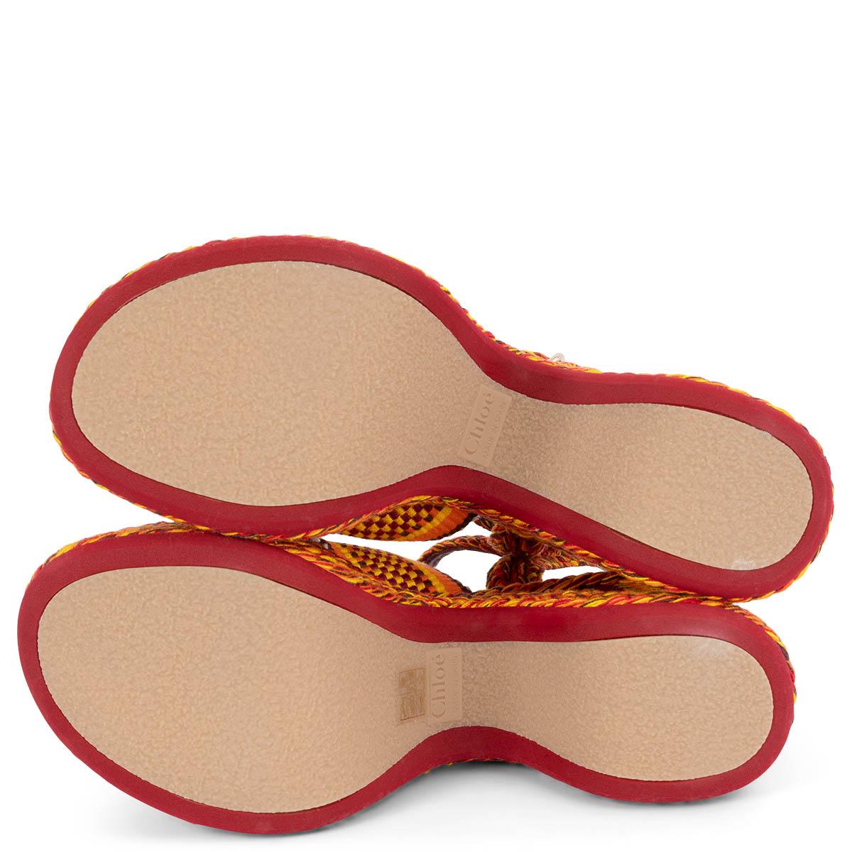 CHLOE Gelbe orange-rote MERIL 110 Plateausandalen aus Baumwolle 37 im Angebot 3